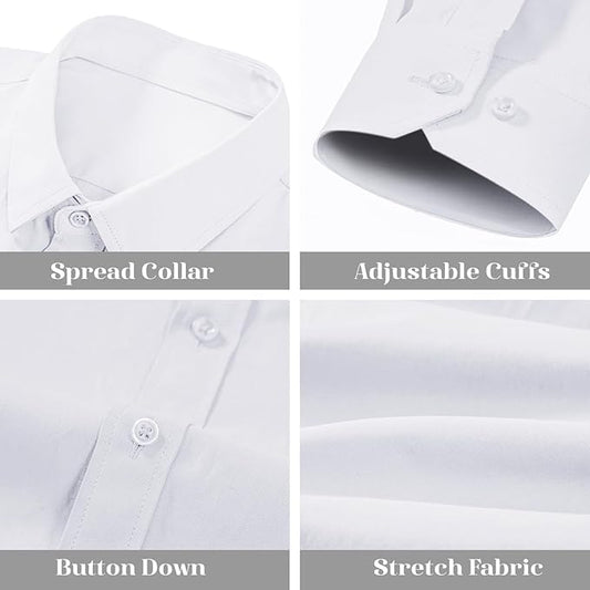 BEILU Stretch Mens Slim Fit Dress Shirts Formal Long Sleeve Button Down Shirts