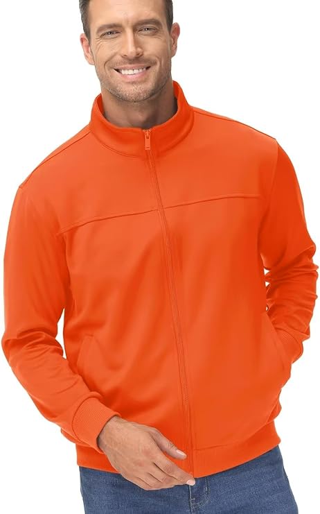 TACVASEN Men's Track Jacket Lightweight Full Zip Up Stand Collar Jacket Running Athletic Active Jacket Softshell Outerwear